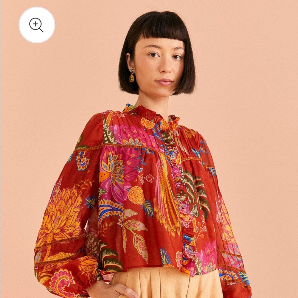 FARM RIO MYSTIC BLUSH BLOUSE  Small